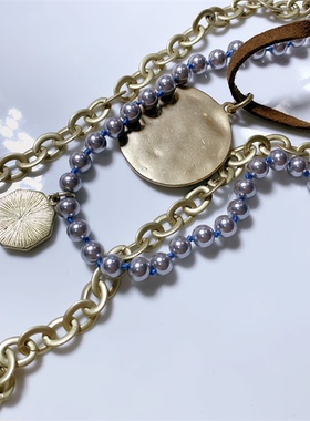 琉璃珠SD人像钱币项链