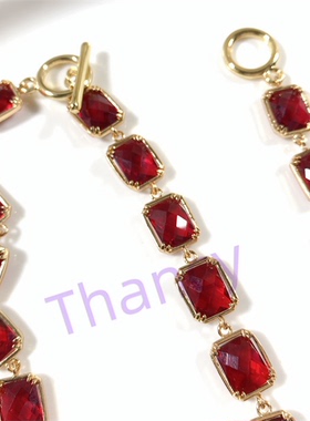 方块水晶铜包边锁骨链套装