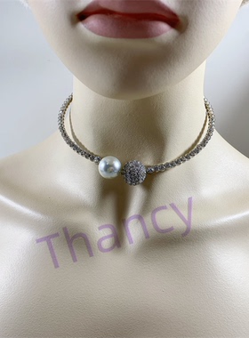 透明水晶钻可替换多吊坠套组项圈