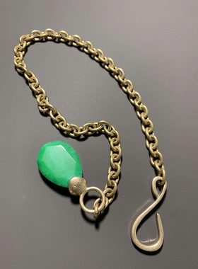 绿色天然石水滴短款锁骨链
