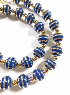 实心质感蓝色珐琅球项链TALB0TS