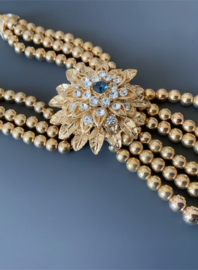 Vintage中古镀真金豆豆珠立体花