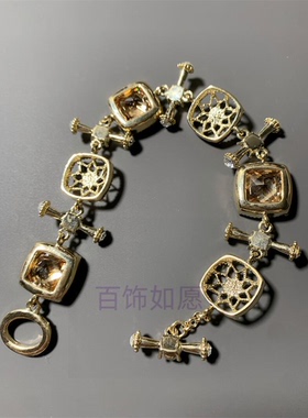 切割水晶猫眼石中古手链女