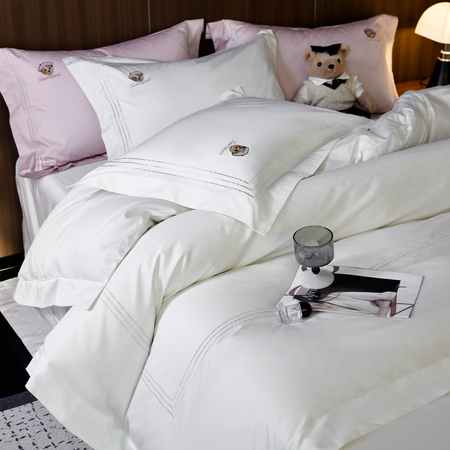 TeenieWeenie小熊高档长绒棉星级酒店床品四件套宾馆民宿提花套件,淘宝优惠券,粉丝福利购,淘宝优惠卷