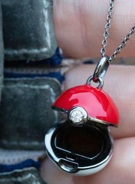 神奇宝贝宠物小精灵皮卡丘姜云升同款精灵球比卡丘吊坠项链动漫卡