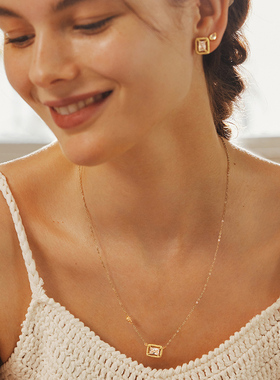 何方珠宝编织方糖项链女锁骨链