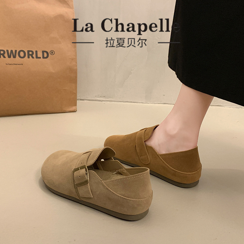 三福爆款厚底复古全包勃肯鞋女2025春秋新款一脚蹬博肯单鞋休闲鞋 - 图0