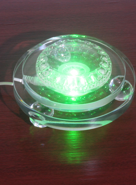 水晶球底座圆形插电七彩灯光幻彩自动变色凹面客厅书房桌面摆件