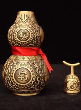 新款直销黄铜葫芦摆件吉祥如意开口开底光面螺丝口家居办公区桌面