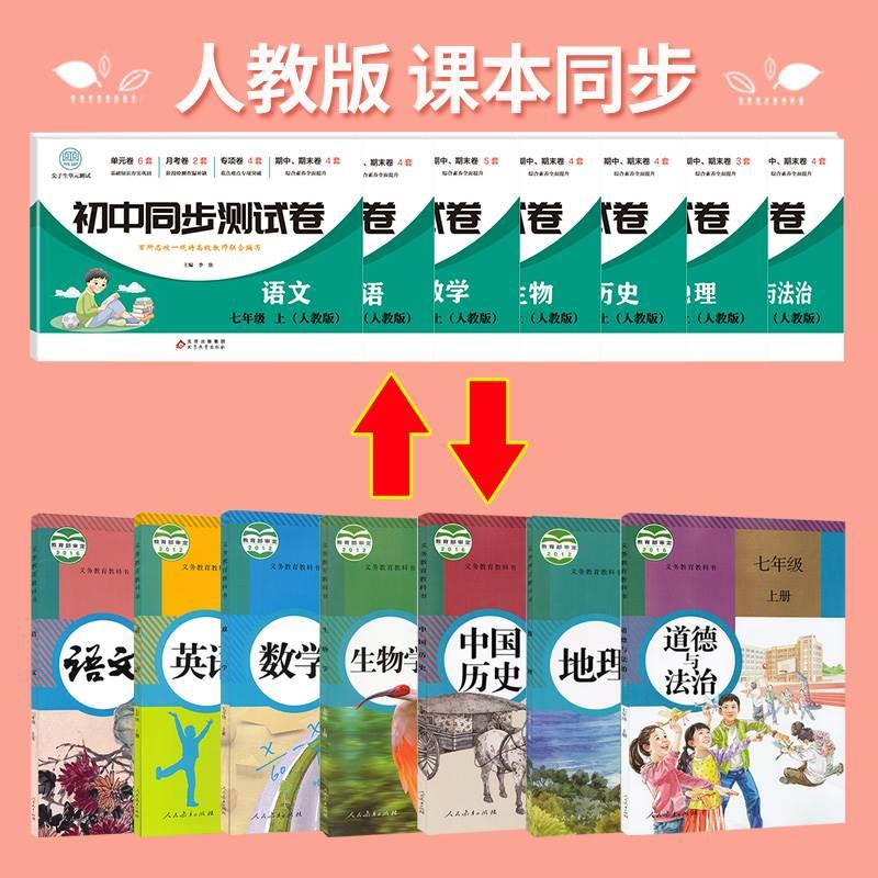 七年级下册试卷测试卷全套人教版2024初中同步测试卷八年级上册语文数学英语物理政治历史地理生物初一小四门初二单元期末冲刺卷子-图1