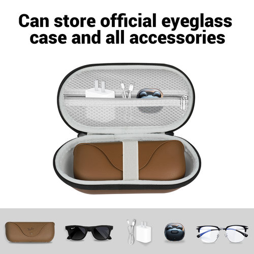 适用Ray-Ban |Meta Smart Glasses 雷朋Meta 智能眼镜收纳盒XREAL雷鸟V3/Rokid AR眼镜收纳包太阳镜老花镜包 - 图0