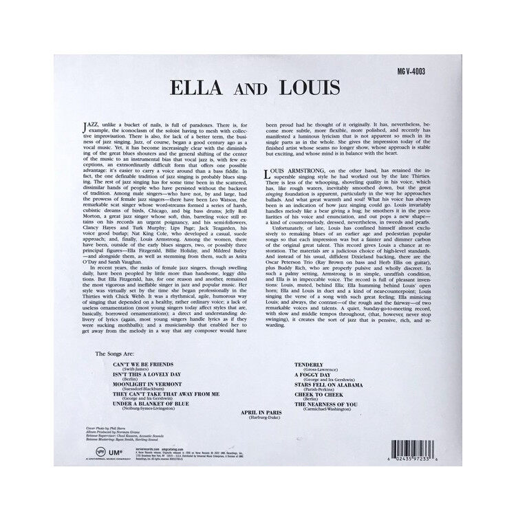 原装进口 Louis Armstrong爵士名盘 Ella And Louis 欧版黑胶LP - 图2