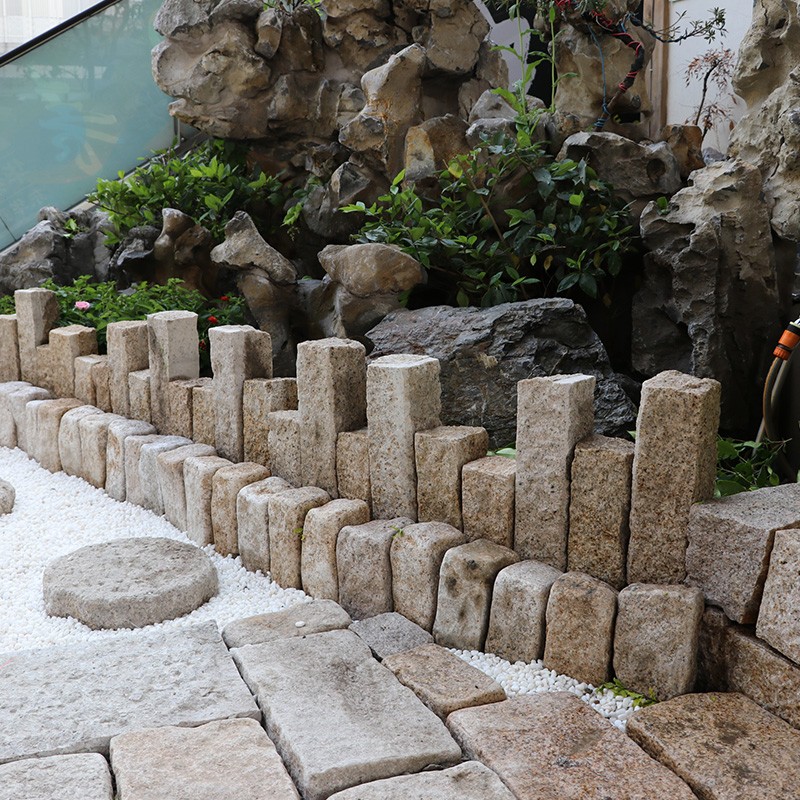 庭院花园围边石 挡土石 步道石景观踏步石花坛侧石石块马蹄石园林 - 图1