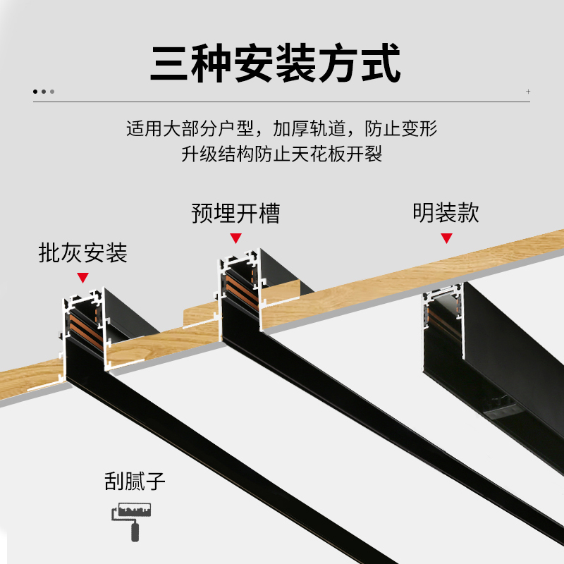 顾家照明家用磁吸轨道灯嵌入式客厅明装智能调光轨道磁吸线形射灯 - 图2