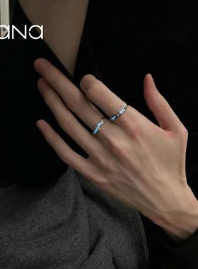 vana天使之翼情侣款对戒男女生925纯银素圈戒指情人节礼物送女友