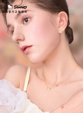 潮色绘X三丽鸥HelloKitty正版周边Hello项炼女款纯银饰小众礼物