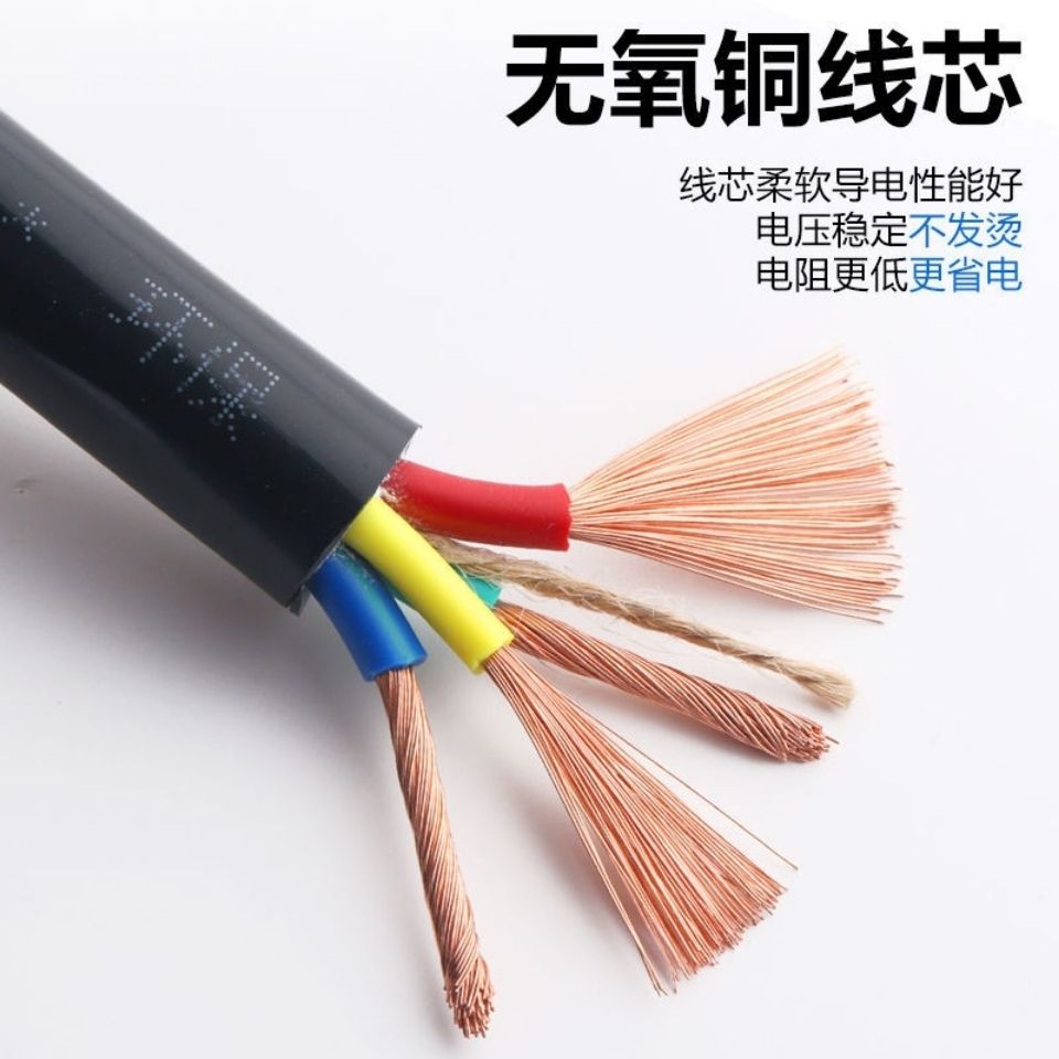 国标纯铜珠江电缆线2 345芯1/1.5/2.5/4/6平方电源延长护套电缆C - 图1