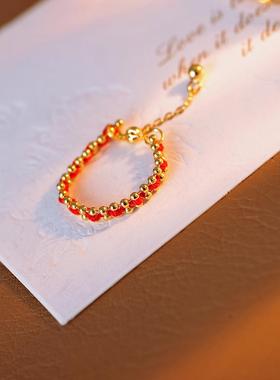 2026 本命年法国红绳镀18k真金电镀高级感轻奢百搭情侣款戒指红绳