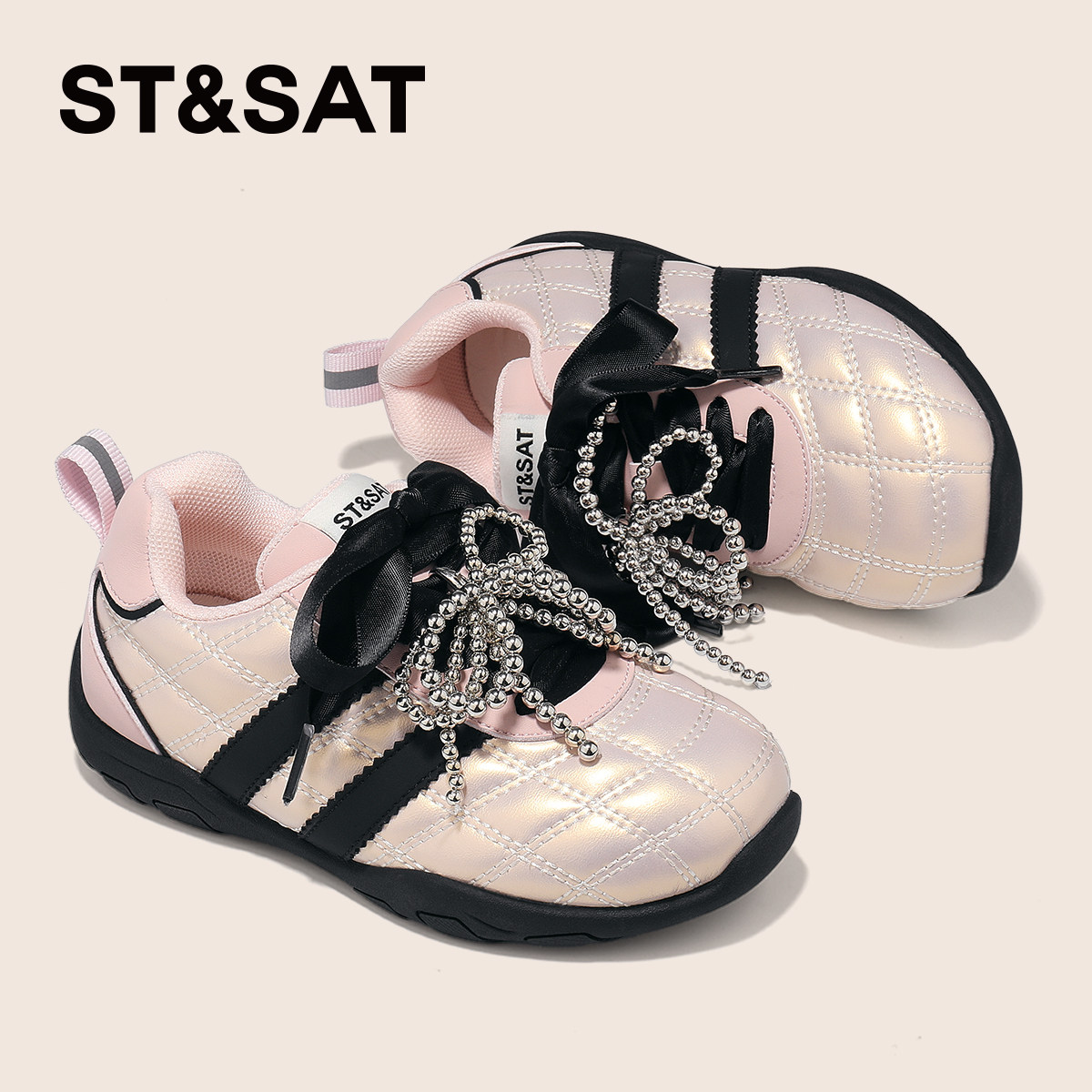 星期六童鞋女童板鞋2025秋季新款女孩小香风德训鞋女生轻便休闲鞋,淘宝优惠券,粉丝福利购,淘宝优惠卷