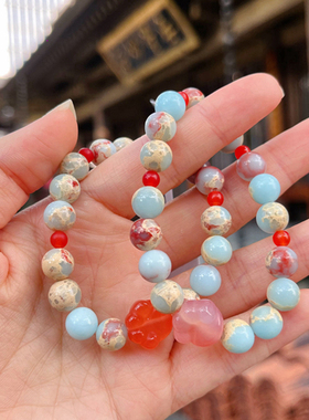 寿山石猫爪手串女款多宝文玩小众手链招财平安好运转运珠盘玩串珠