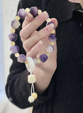 紫色精致女款好运猫爪菩提小众