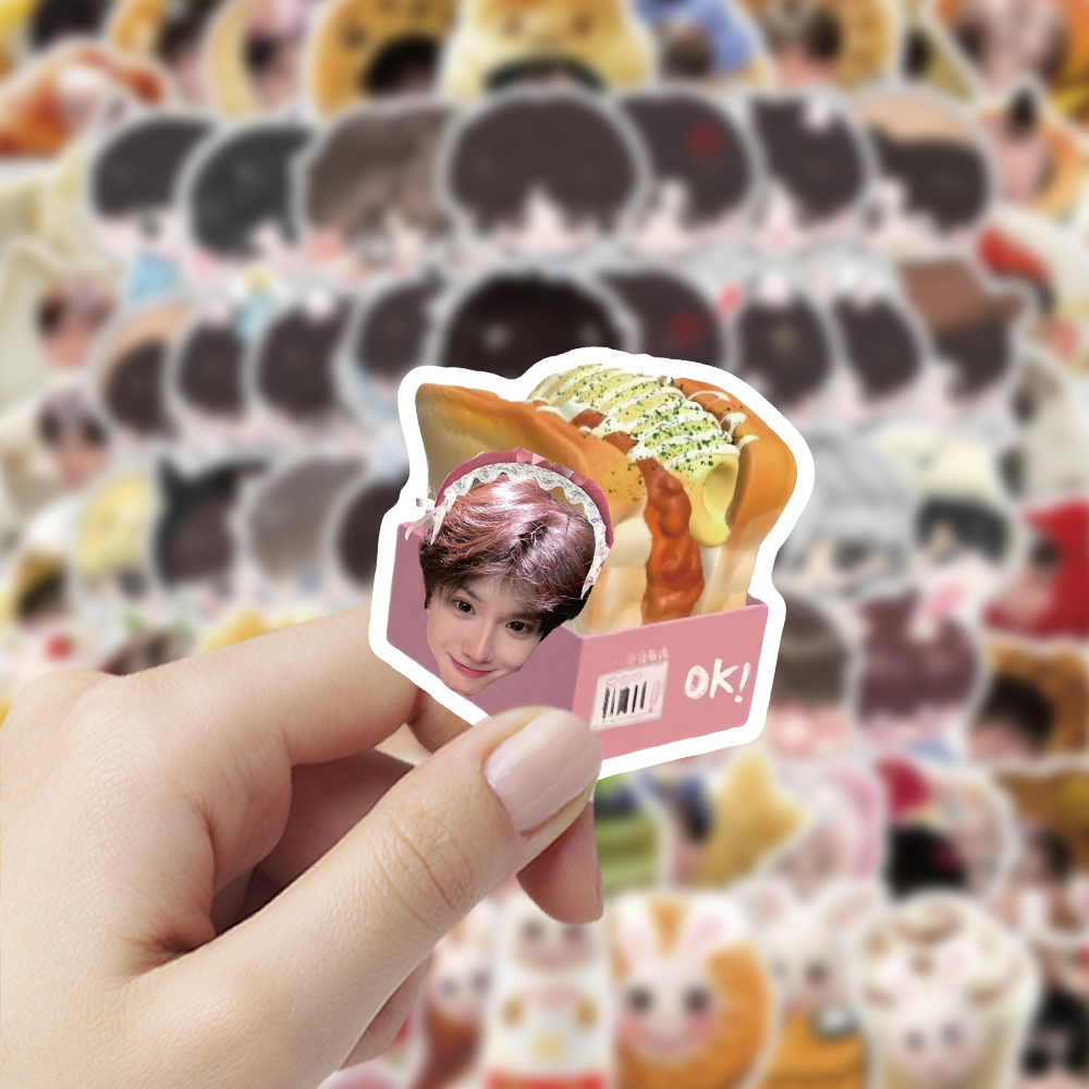 104张何秋贴纸Q版食物创意趣味ins风装饰手账行李箱防水标签diy贴 - 图0