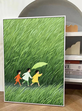 嬉戏青雨卡通diy数字油画装饰画