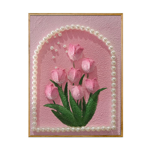 郁金香3D石英砂丙烯肌理画diy数字油彩画手绘填色画画立体油彩画 - 图0
