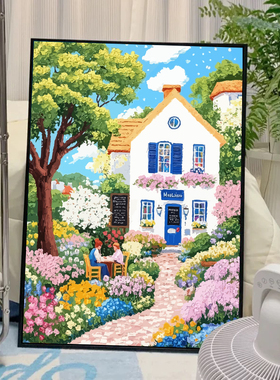 治愈莫奈花园风景装饰画手工解闷