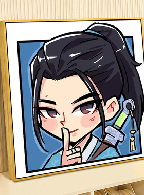 Q版八仙卡通数字油画DIY填充手工