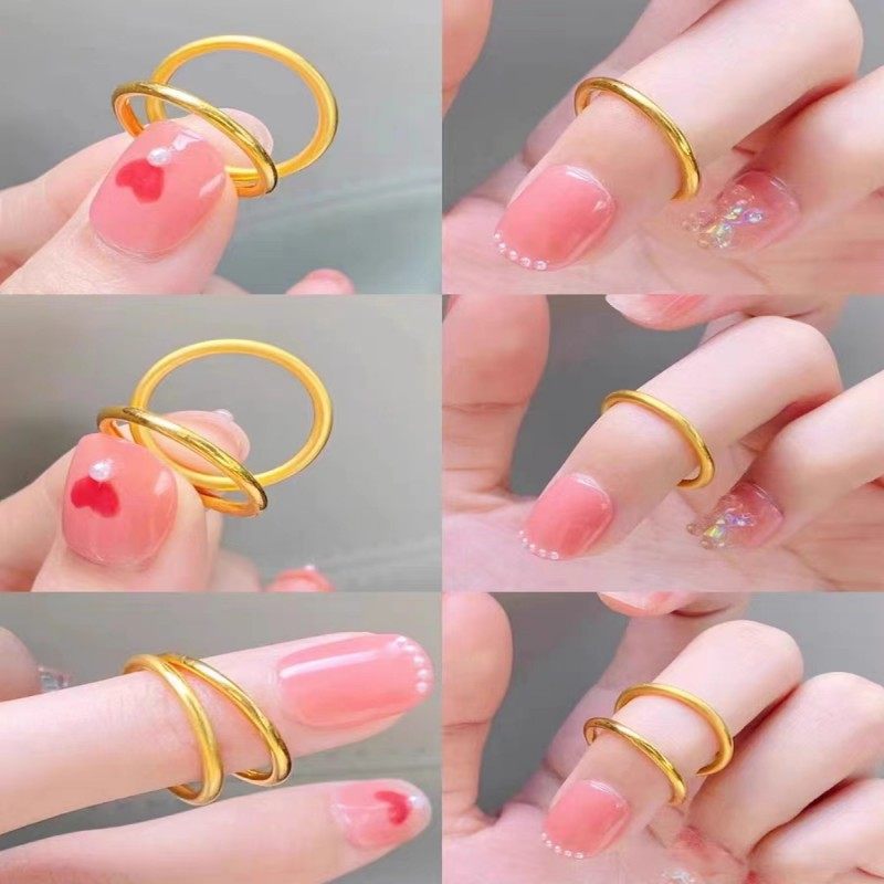 素圈戒指女不掉色古法传承沙金指环素戒轻奢时尚送闺蜜女友礼物