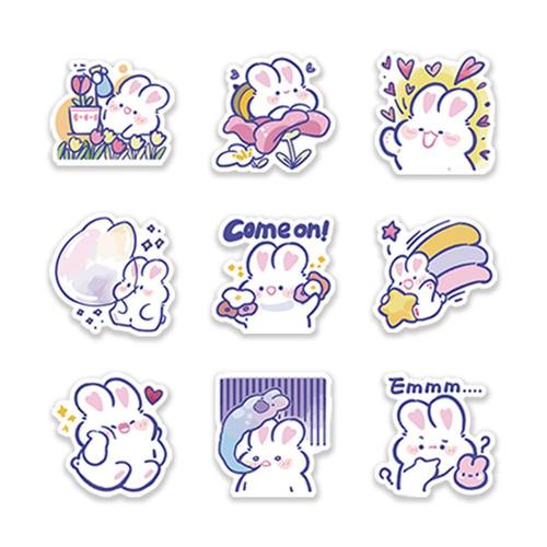 60张胡萝贝儿兔子卡通可爱软萌贴纸表情少女手机装饰防水贴画手账 - 图3