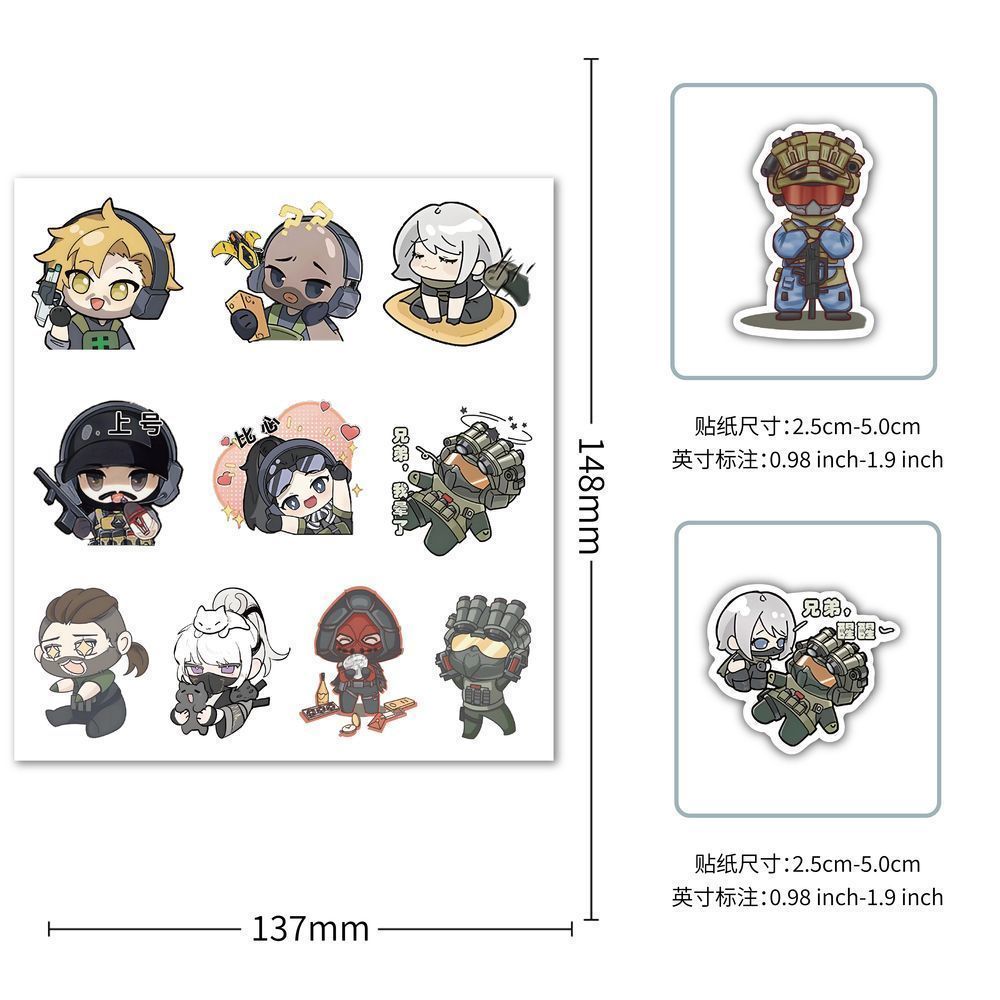 180张三角洲行动Q版贴纸卡通游戏笔记本贴画手机手账装饰桌面贴纸 - 图0