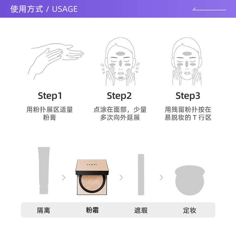 【自营】LUNA露娜定妆气垫遮瑕长效持妆气垫贴肤遮瑕保湿持久-图2