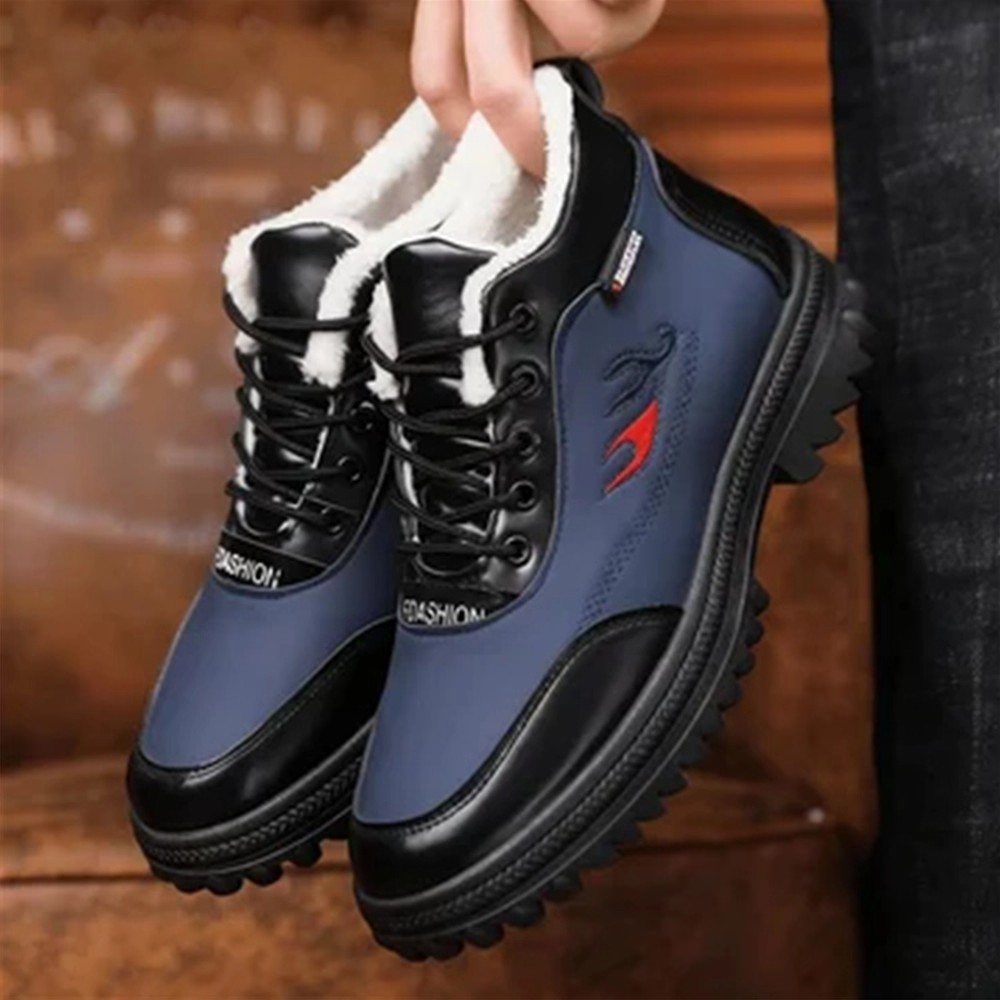 WLOFSD潮牌真皮防水高帮鞋2025年冬季新款保暖棉靴加绒防滑雪地靴 - 图1