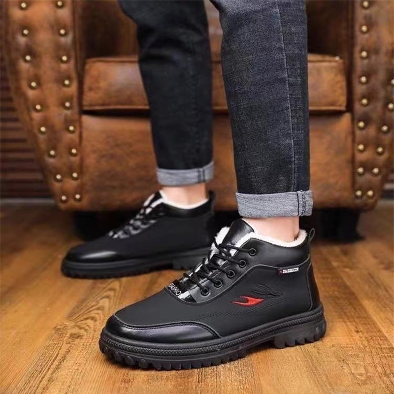 WLOFSD潮牌真皮防水高帮鞋2025年冬季新款保暖棉靴加绒防滑雪地靴 - 图2