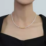 Ce Crembled Gold Baby Baby Xiaomi Beads Искусственное австралийское и белое жемчужное ожерелье 2024 Новый взрыв подлинная женская ключица S925