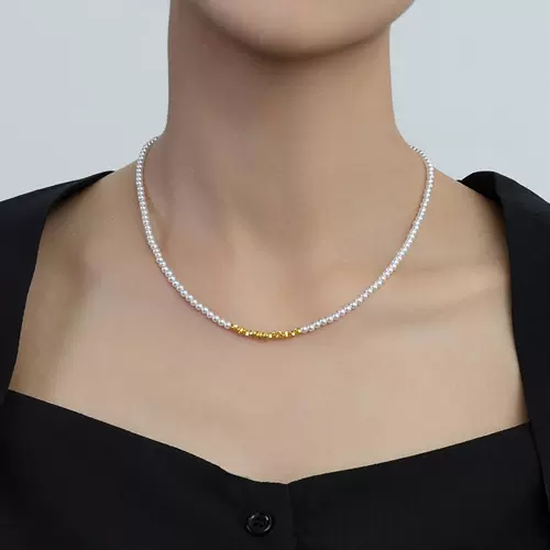 Ce Crembled Gold Baby Baby Xiaomi Beads Искусственное австралийское и белое жемчужное ожерелье 2024 Новый взрыв подлинная женская ключица S925