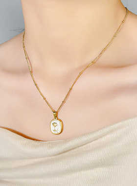 Ceelysees高级感精致珐琅玫瑰花项链女轻奢小众锁骨链气质女生