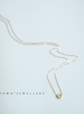 迷你U型马蹄纯银项链女锁骨链