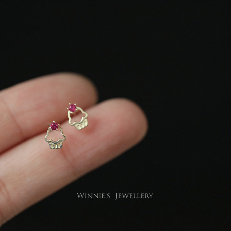 ROMANTIC925银镀14K金耳钉细致迷你可爱风雪糕冰淇淋纯银耳钉耳饰,淘宝优惠券,粉丝福利购,淘宝优惠卷