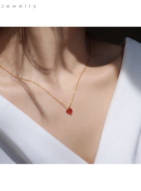 925纯银镀14K金爱心形项链女生