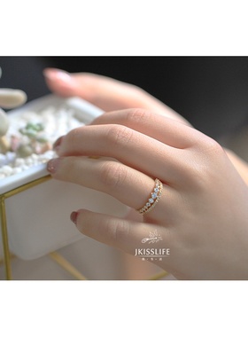 双层排钻925纯银戒指女轻奢精致