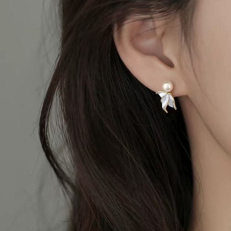 ROMANTIC925纯银珍珠鱼尾耳钉女耳环新款爆款轻奢小众设计感耳饰 - 图0