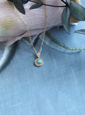 小巧绿松石吊坠纯银项链锁骨链女