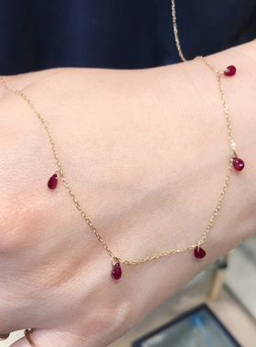 红刚玉满天星项链法式精致锁骨链