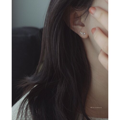 ROMANTIC925纯银镀K金耳钉女麦穗叶子日韩风格小巧简约气质耳饰品 - 图1