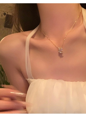 S925纯银月亮吊坠锁骨链女冷淡风