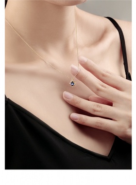 蓝锆石项链女纯银轻奢小众设计