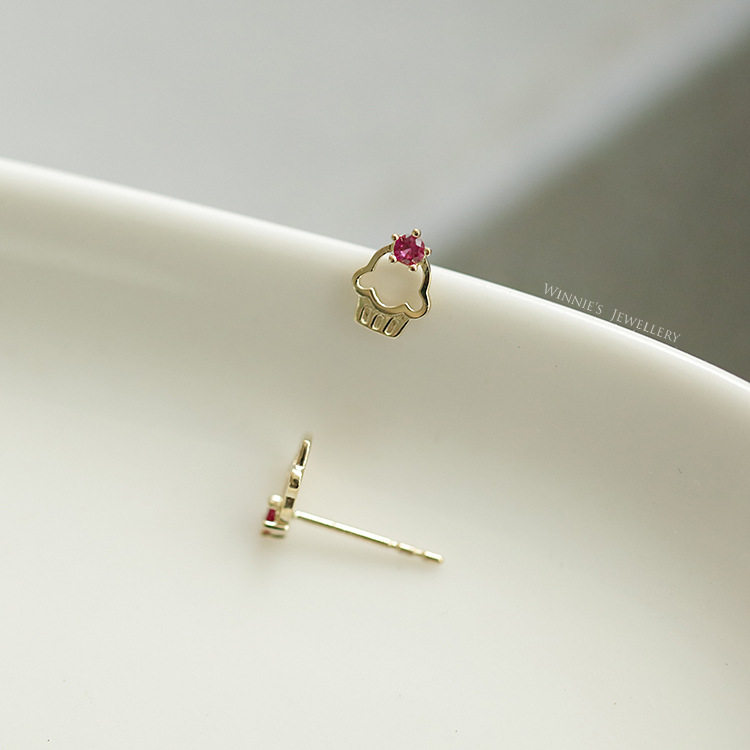 ROMANTIC925银镀14K金耳钉细致迷你可爱风雪糕冰淇淋纯银耳钉耳饰,淘宝优惠券,粉丝福利购,淘宝优惠卷